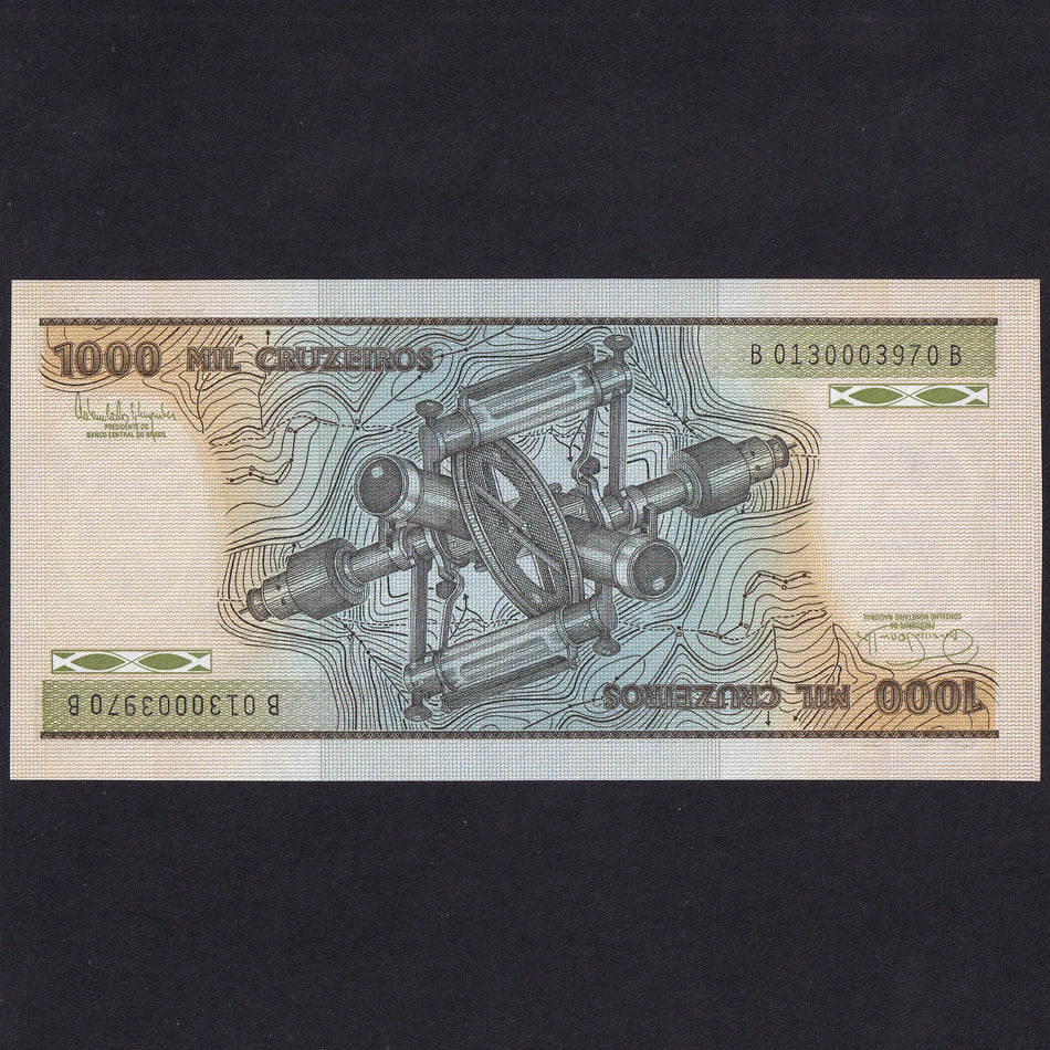 Brazil (P201d) 1000 Cruzerios, 1985, Series B, signature 22, UNC