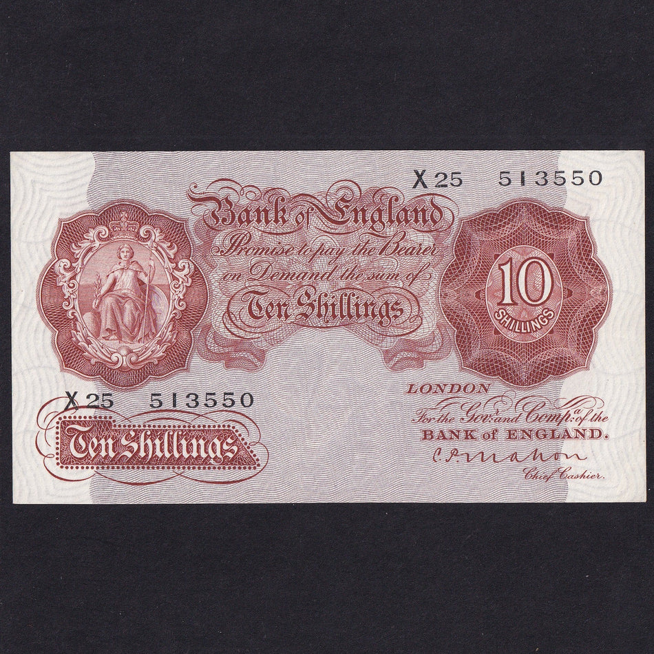 Bank of England (B210) Mahon, 10 Shillings, X25 513550, pressed, Good VF