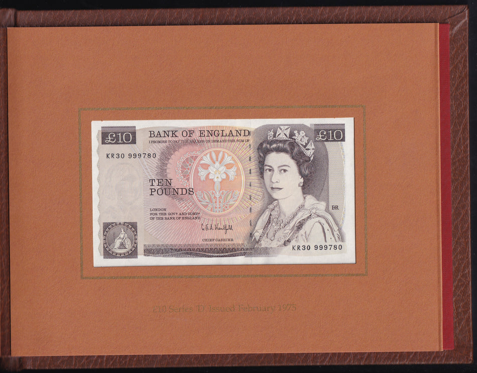 Bank of England (C104) £10 A01 999780 B366 & £10 KR30 999780 B360, 2 notes in folder