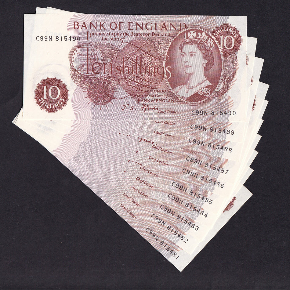 Bank of England (B310) Fforde, 10 Shillings, ten notes in sequence, C99N, UNC