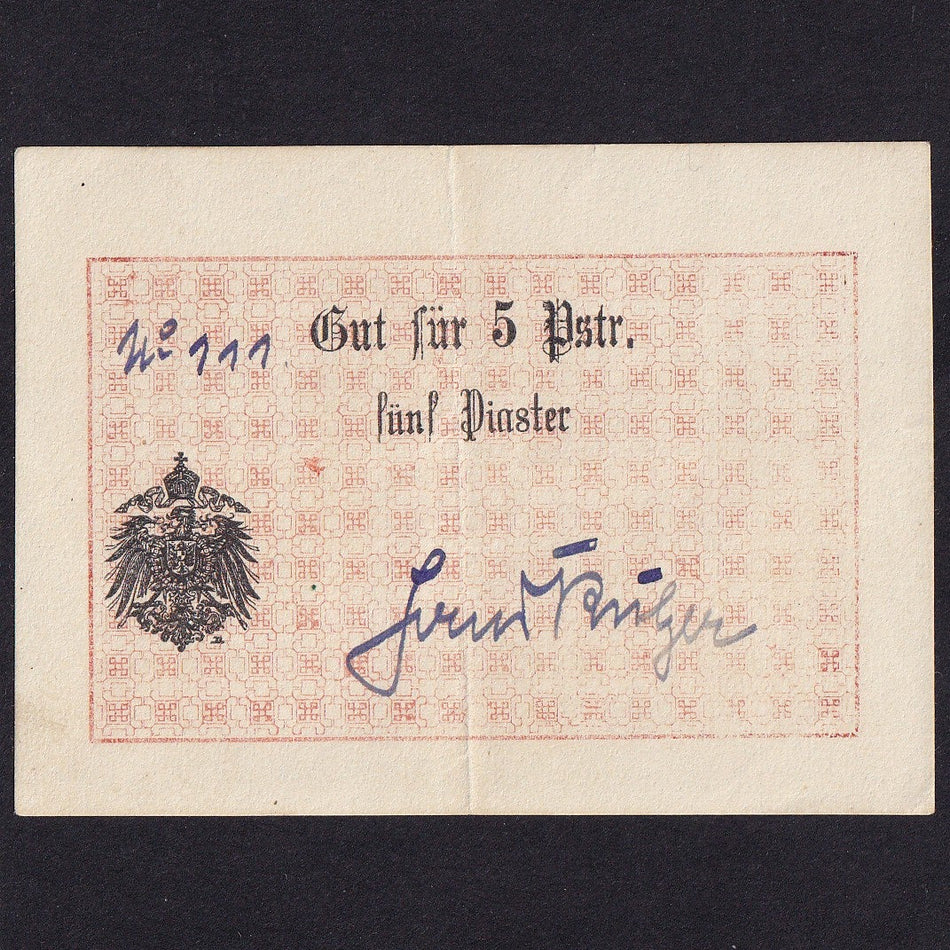 Georgia, WWI Georgian Legion used in Turkey, 5 Piastre, 1916 but serial 111, Rosenberg 482a, VF