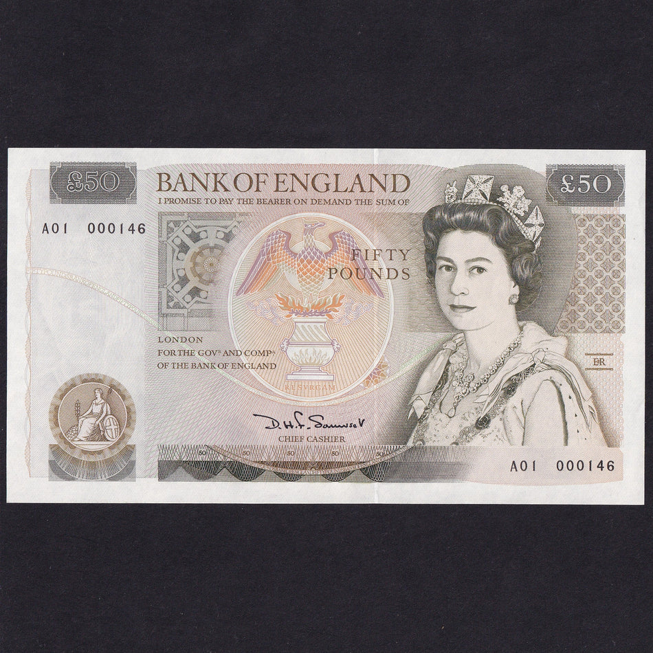 Bank of England (B352) Somerset, £50, A01 000148, first million, UNC