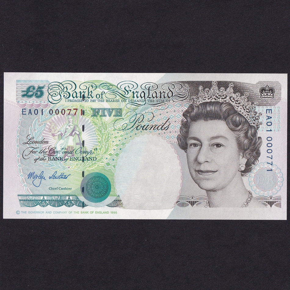 Bank of England (B380/C147) Lowther, £5, EA01 000771, first million, UNC