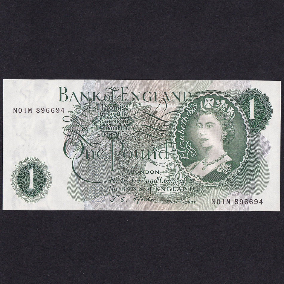Bank of England (B308) Fforde, £1 'G' note, N01M 896694, first million, Good EF
