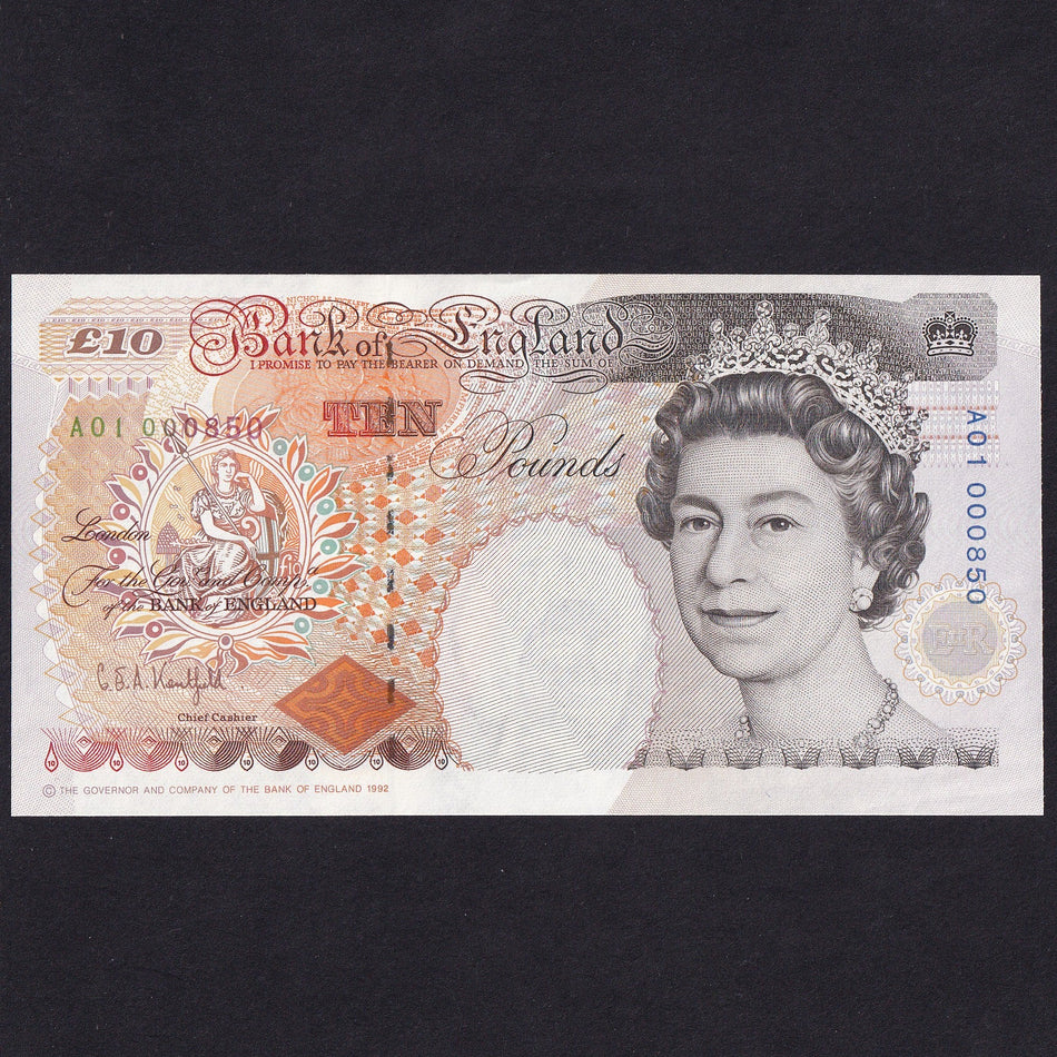 Bank of England (B366) Kentfield, £10, A01 000850, first million, Dickens, UNC