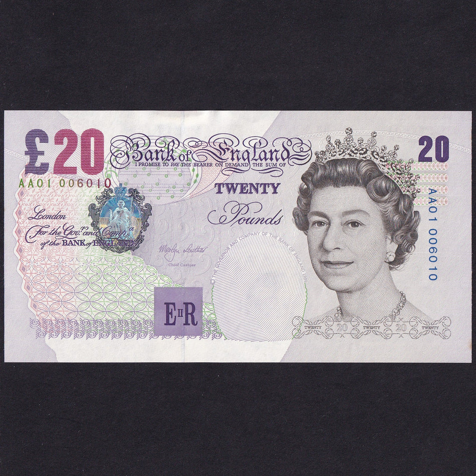 Bank of England (B386) Lowther, £20, AA01 006010, first million, UNC