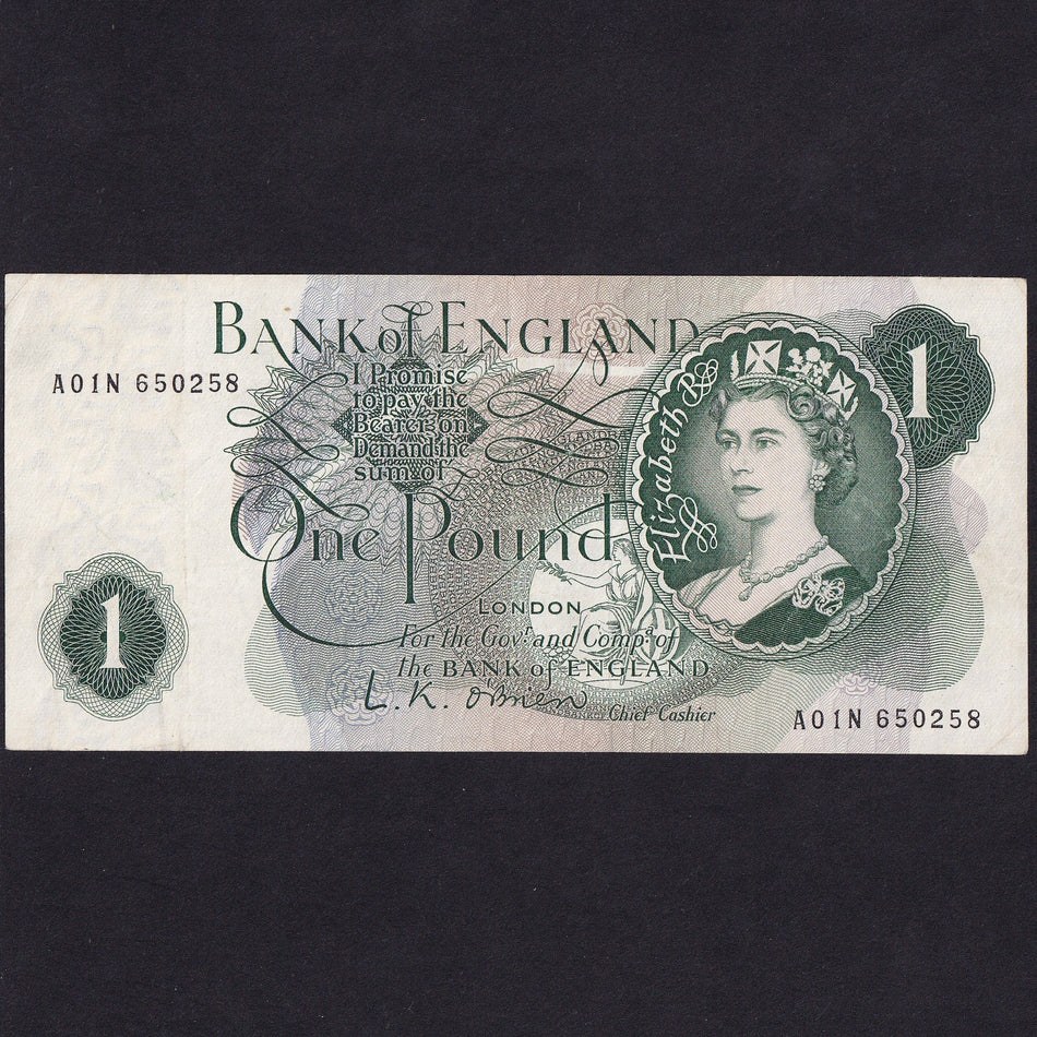 Bank of England (B283) O'Brien, £1 'R' note, A01N 650258, Fine