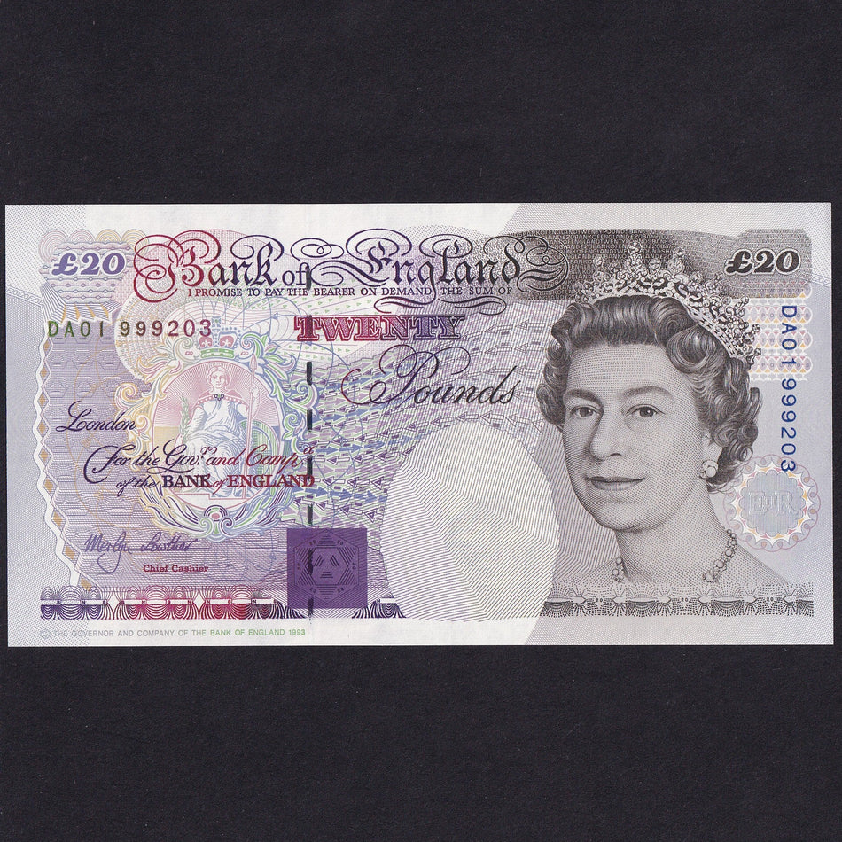 Bank of England (B386/C144) Lowther, £20, DA01 999203, first million, UNC