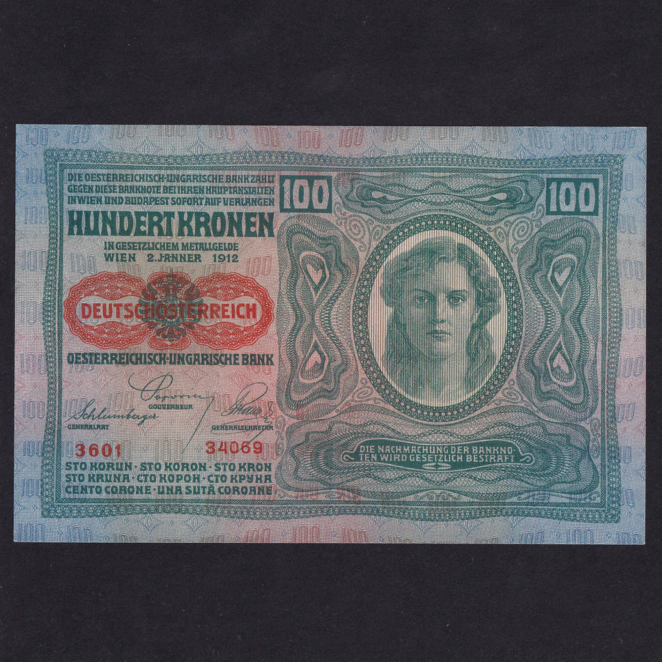 Austria (P56) 100 Kronen, 1919, DEUTSCHOSTERREICH overprint, A/UNC