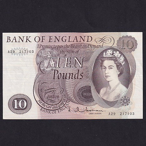 Bank of England (B299) Hollom, £10, A29, from run of 50 notes (see picture), A/UNC