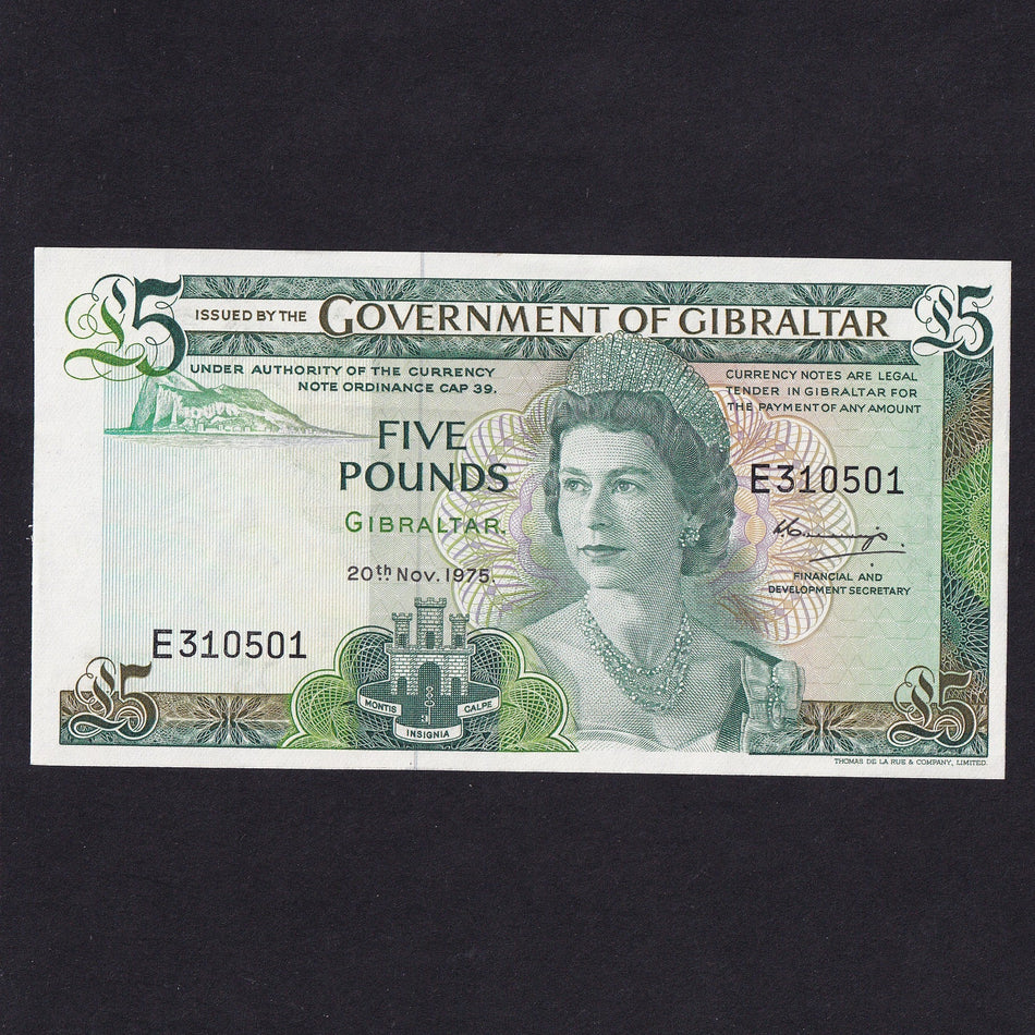 Gibraltar (P21a) £5, 20th November 1975, E310501, UNC