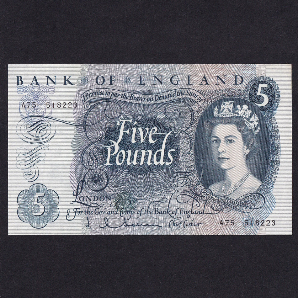 Bank of England (B297) Hollom, £5, A73, Good EF