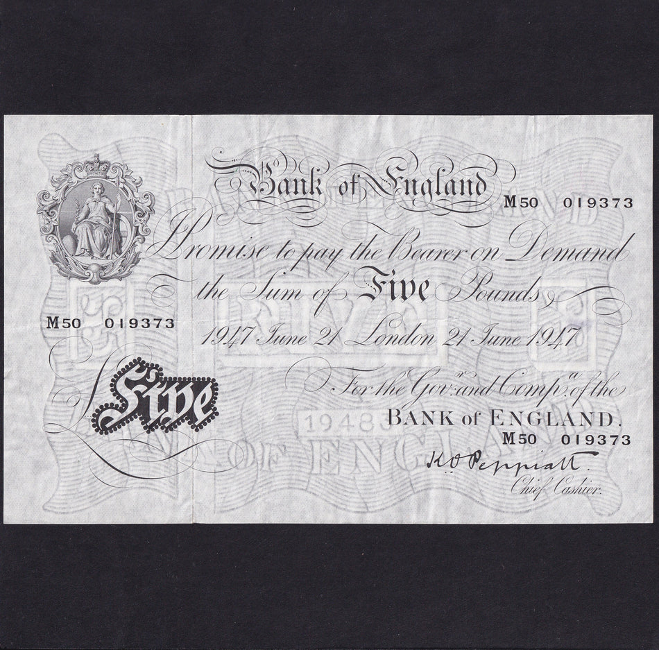Bank of England (B264) Peppiatt, £5, 21 June 1947, M50 019373, Fine/VF
