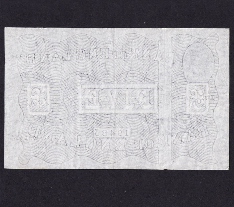 Bank of England (B264) Peppiatt, £5, 28 May 1947, L77 020434, Fine/VF