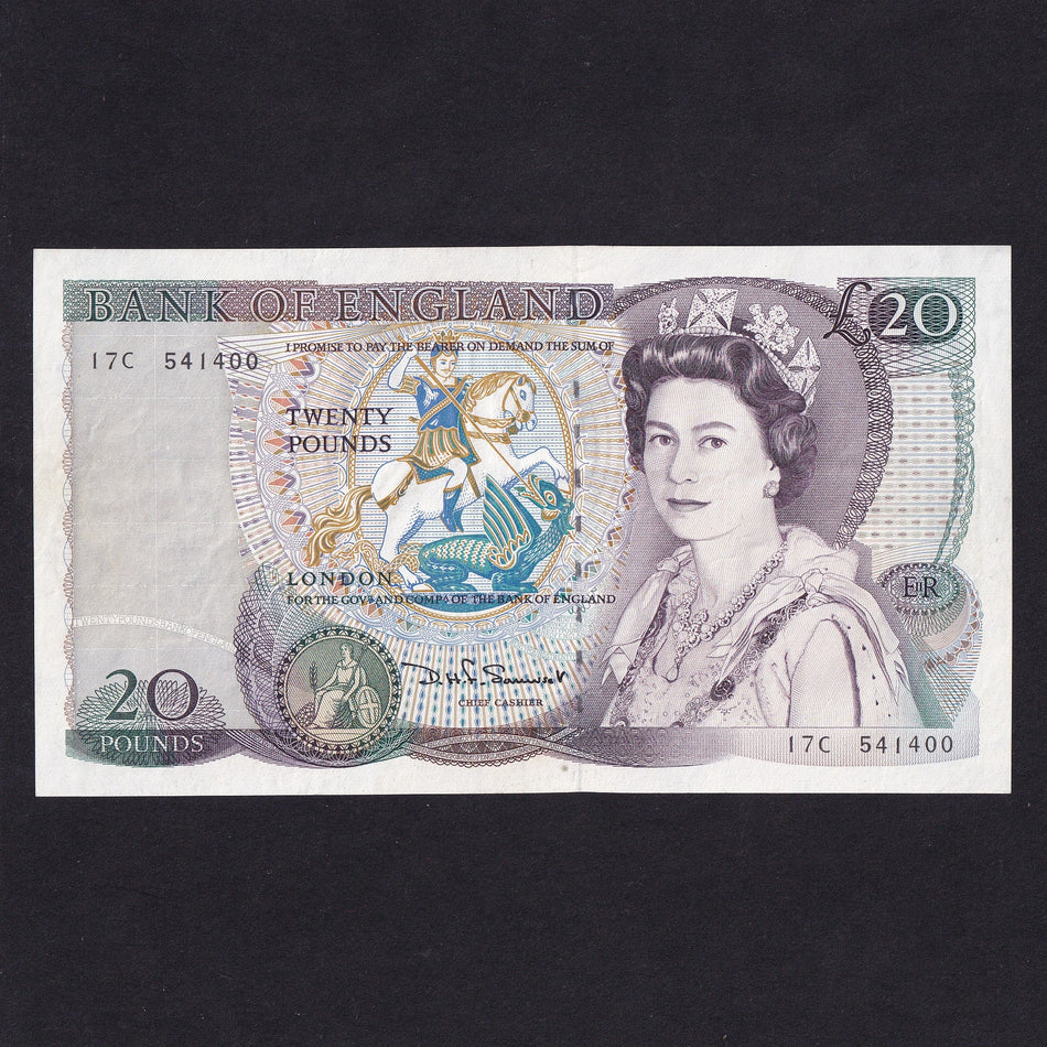 Bank of England (B351) Somerset, £20 error, missing print reverse, 17C 541400, VF