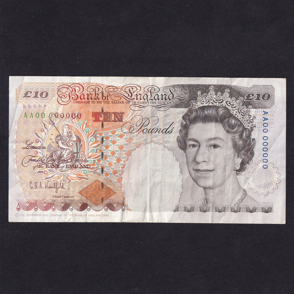 Bank of England (B369r) Kentfield, £10 registration note, AA00 000000, VF