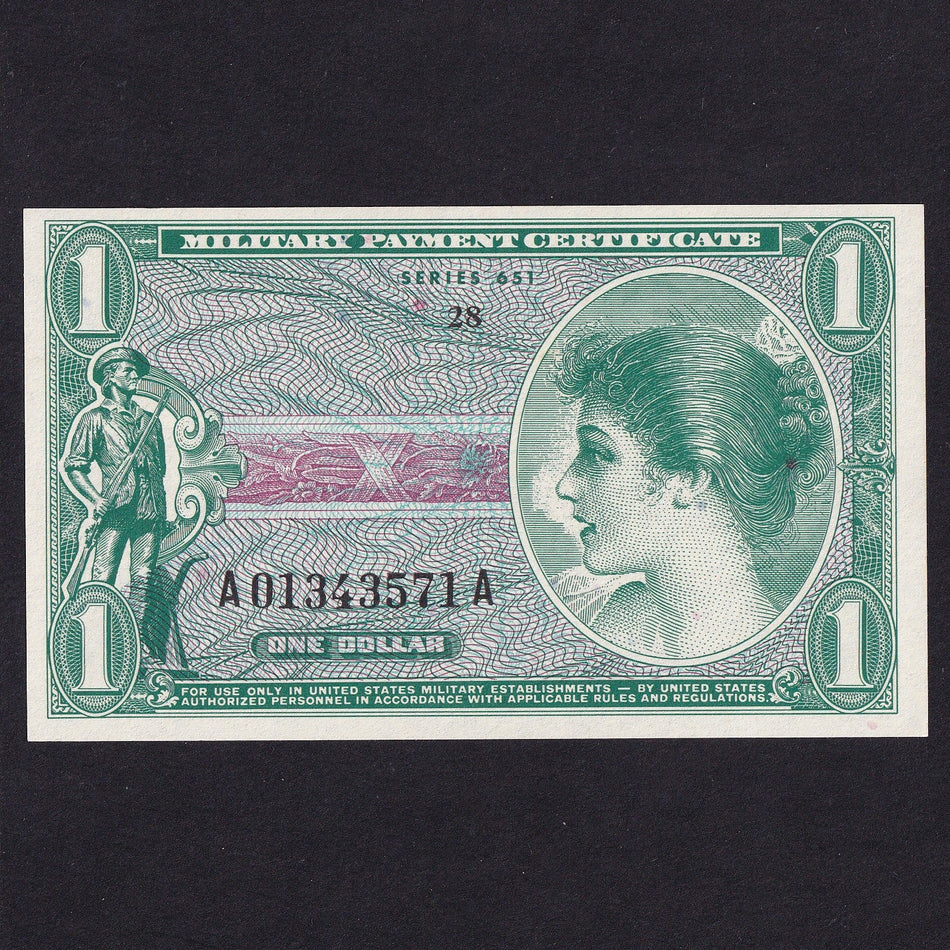 USA (PM72E) Military Payment Certificate, $1, 1969, Series 651, A0134571A, UNC