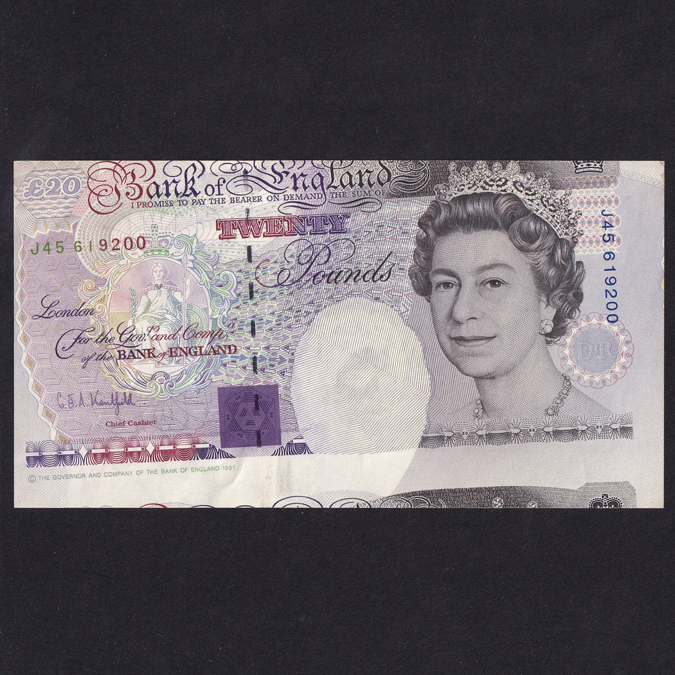Bank of England (B371) Kentfield, £20 error, miscut, J45 619200, Good EF