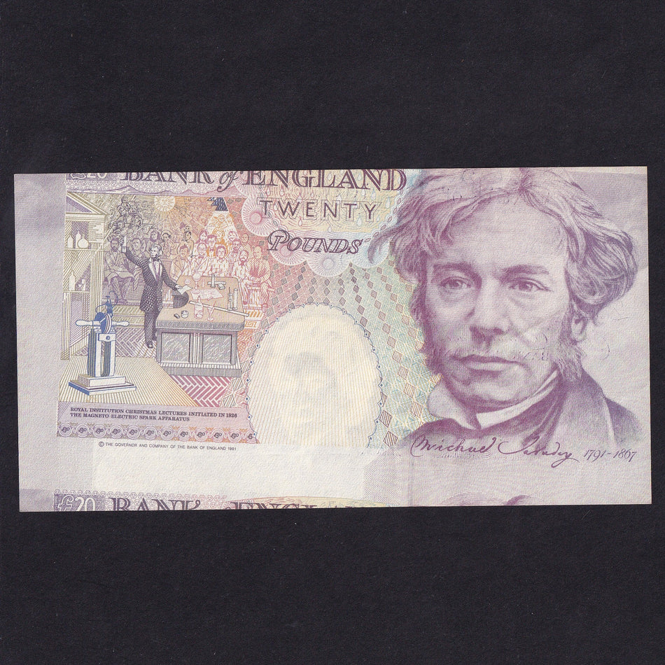 Bank of England (B371) Kentfield, £20 error, miscut, J45 619200, Good EF