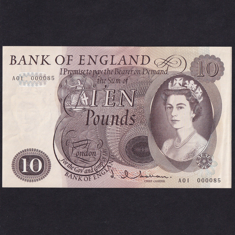 Bank of England (B299) Hollom, £10, A01 000085, low number & first million, GDEF
