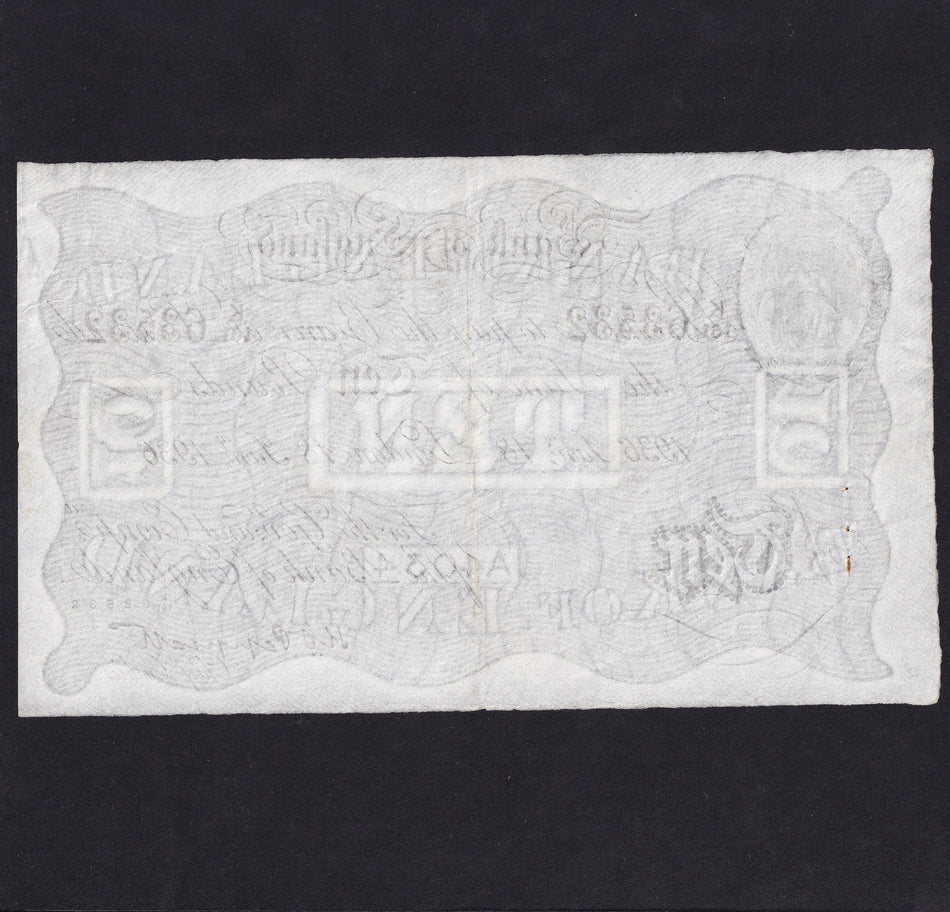 Bank of England (B242) Peppiatt, £10, 18 January 1936, K161 63532, serial number indents on reverse, Good VF