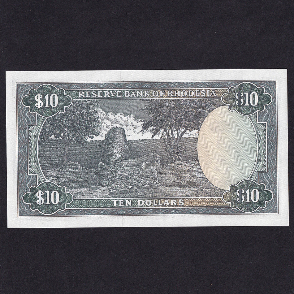 Rhodesia (P33i) $10, 3rd December 1975, Rhodes watermark, last date, UNC