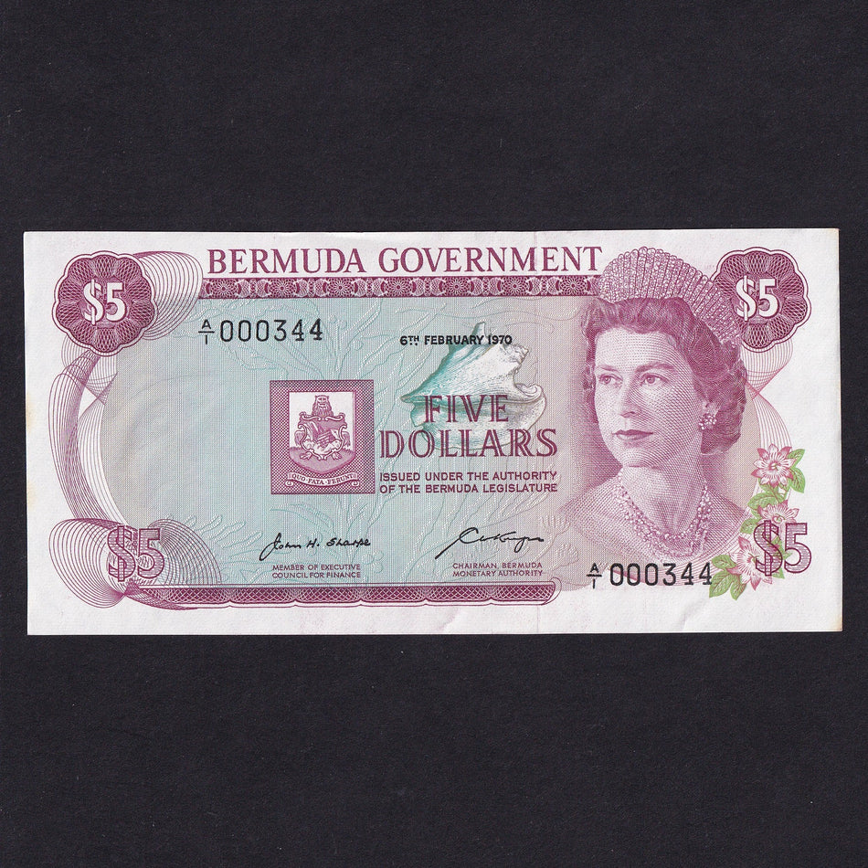 Bermuda (P24a) $5, 6th February 1970, Bermuda Government, A/1 000344, UNC
