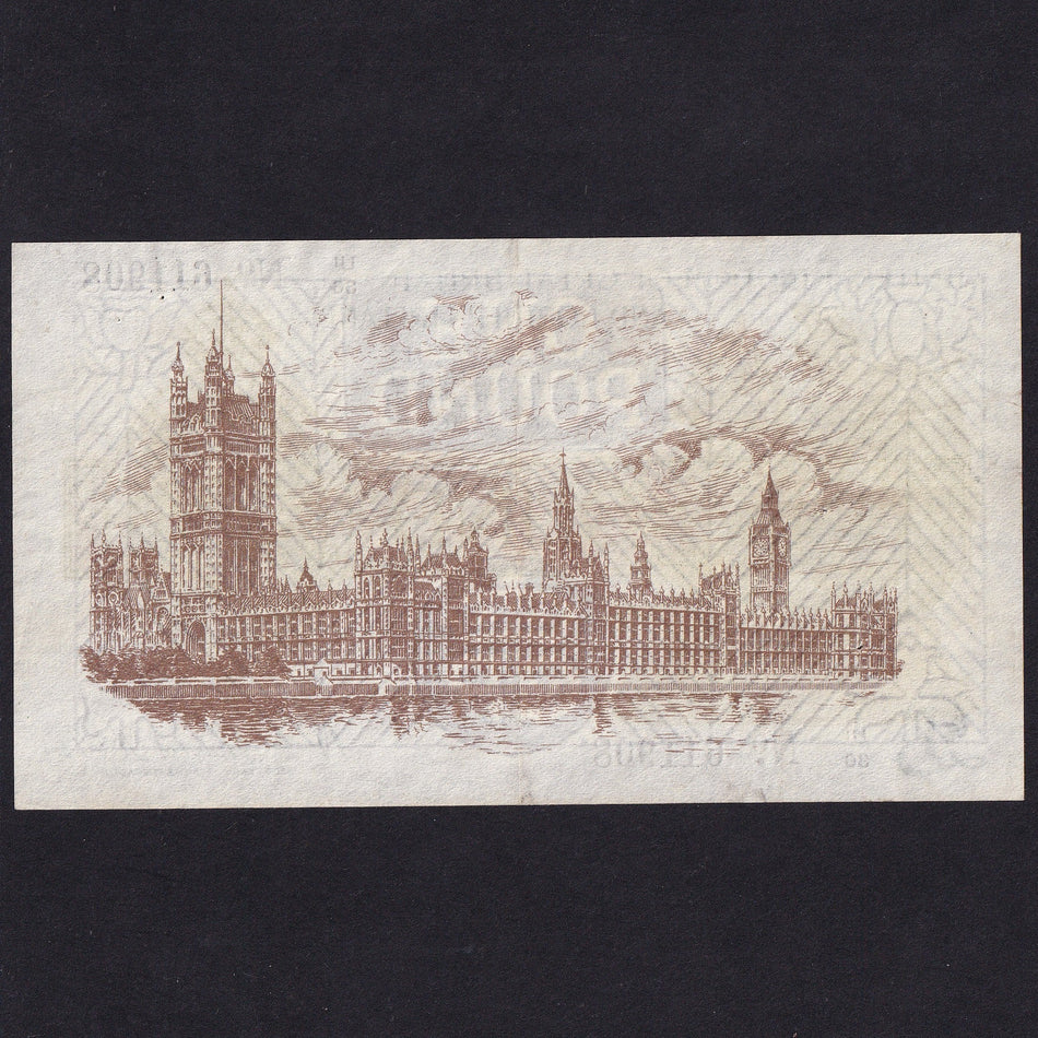 Treasury Series (T34) Fisher, £1, Northern Ireland, dot, U1/36 6111908, serial indents on reverse, VF