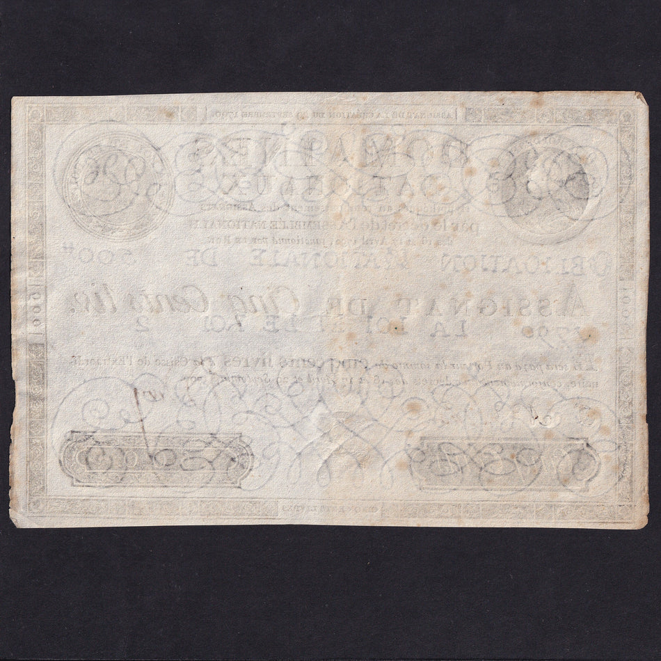 France (PA40) 500 Livres, 29th September 1790, King Louis XVI, no.32248, rust, Good VF