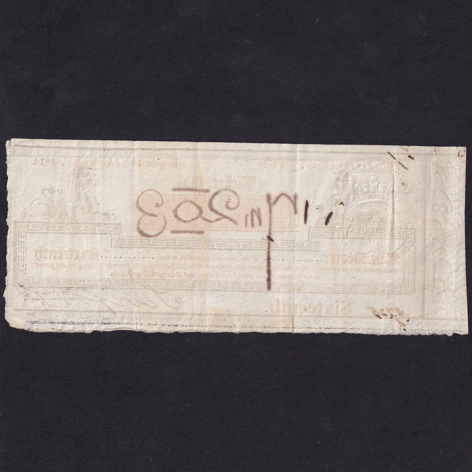 England, 1/16th Lottery Ticket, 1814, no. 7m203, VF