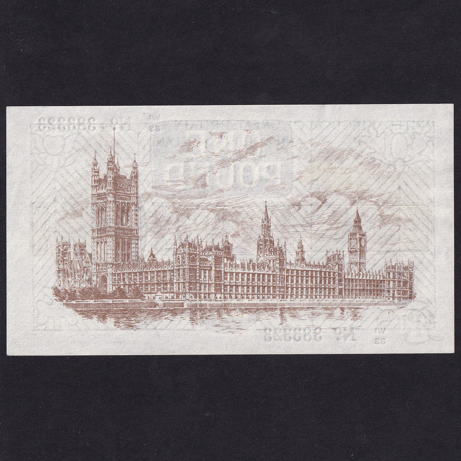 Treasury Series (T34) Fisher, £1, Northern Ireland, W1/33 383323, serial indents reverse, Good EF/UNC