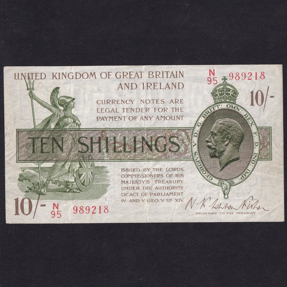 Treasury Series (T30) Fisher, 10 Shillings, N95 989218, watermark composite, VF