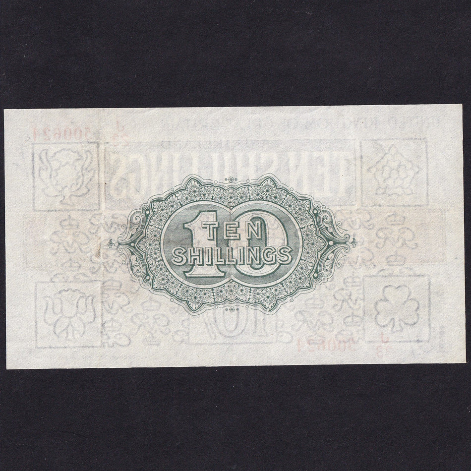 Treasury Series (T30) Fisher, 10 Shillings, J23 500624, watermark composite, pressed, VF