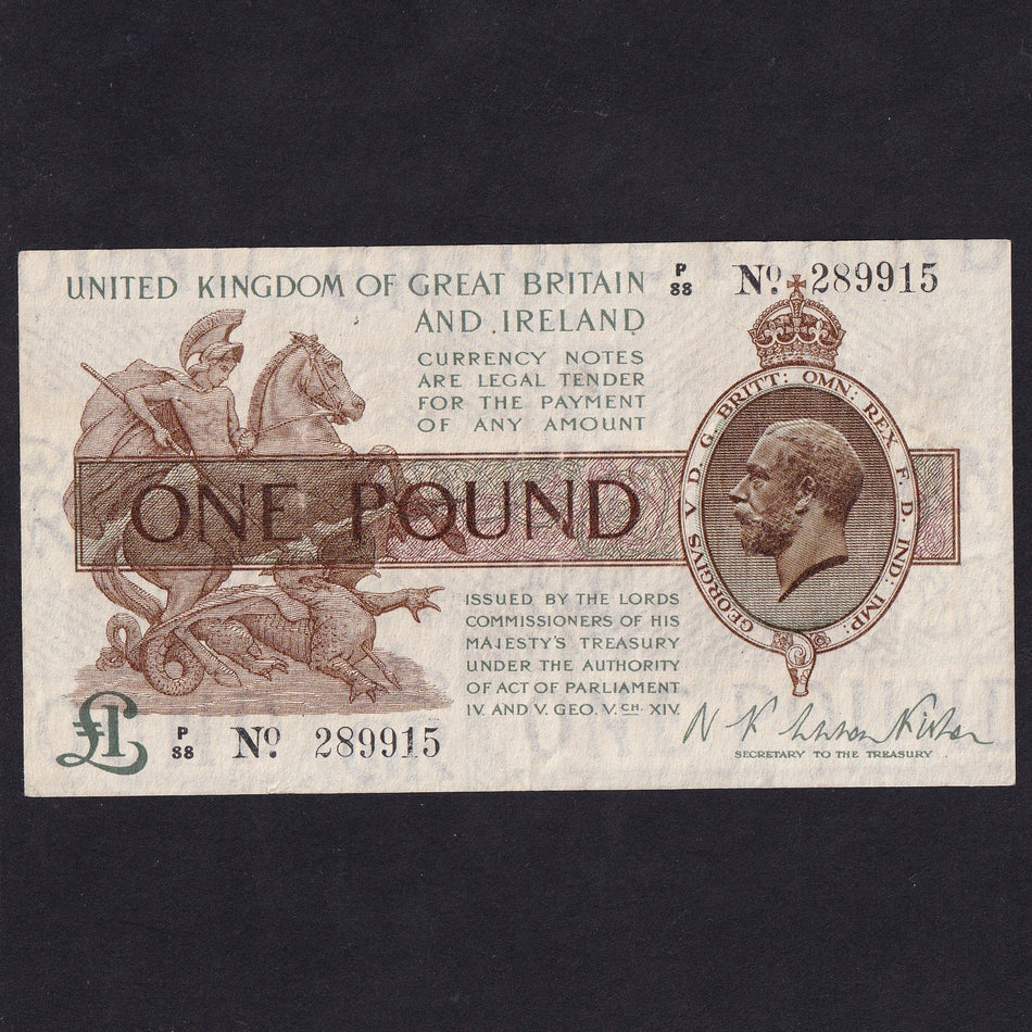 Treasury Series (T24) Fisher, £1, P88 289915, watermark overall, VF
