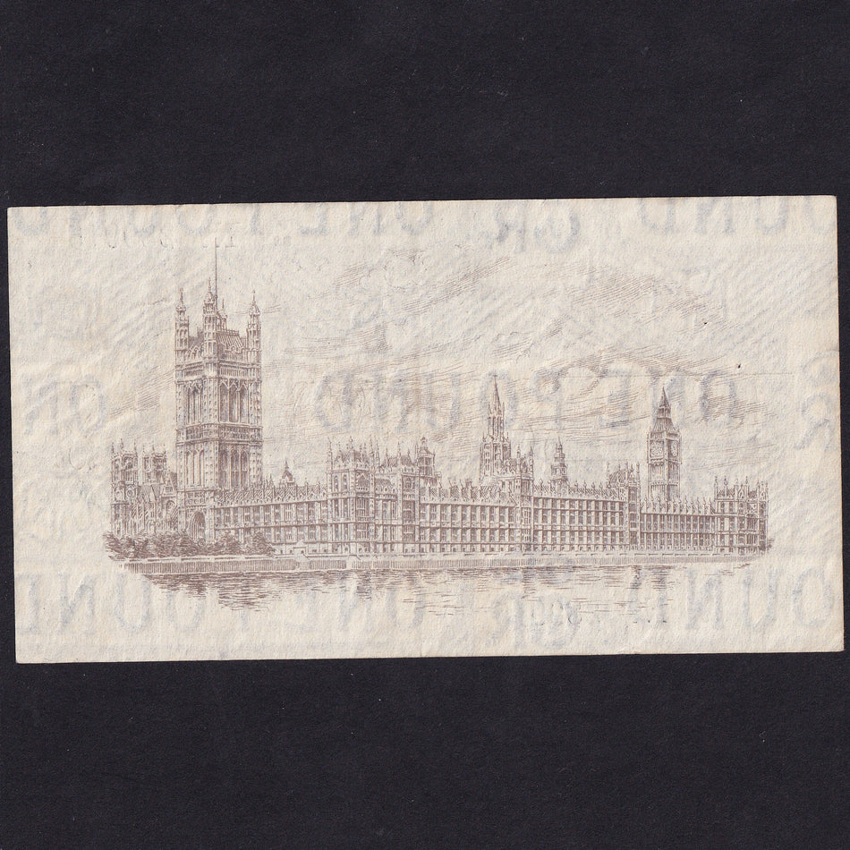 Treasury Series (T24) Fisher, £1, P88 289915, watermark overall, VF