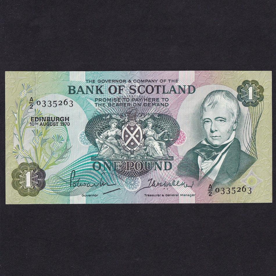 Scotland (P111a) Bank of Scotland, £1, 10th August 1970, Polwarth/ Walker, first date, BA113a, EF