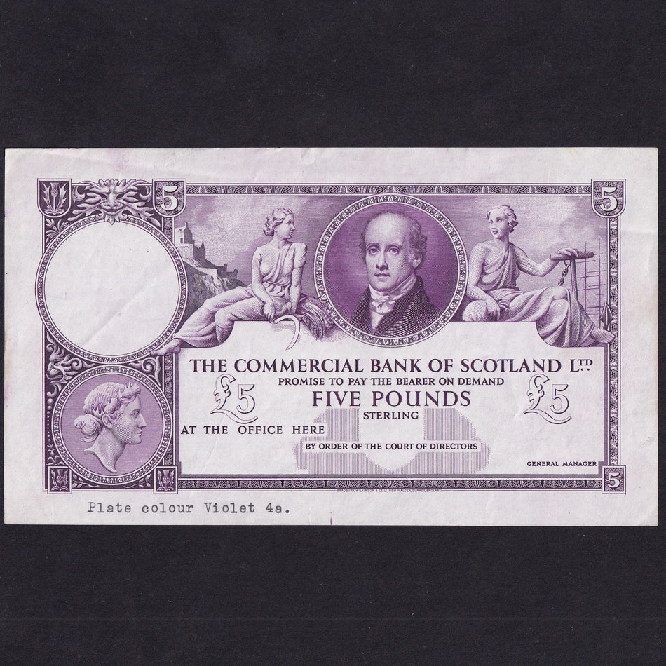 Scotland (PS333) Commercial Bank of Scotland, £5 obverse/ reverse die proof, PMS CO 67a, Good VF to EF