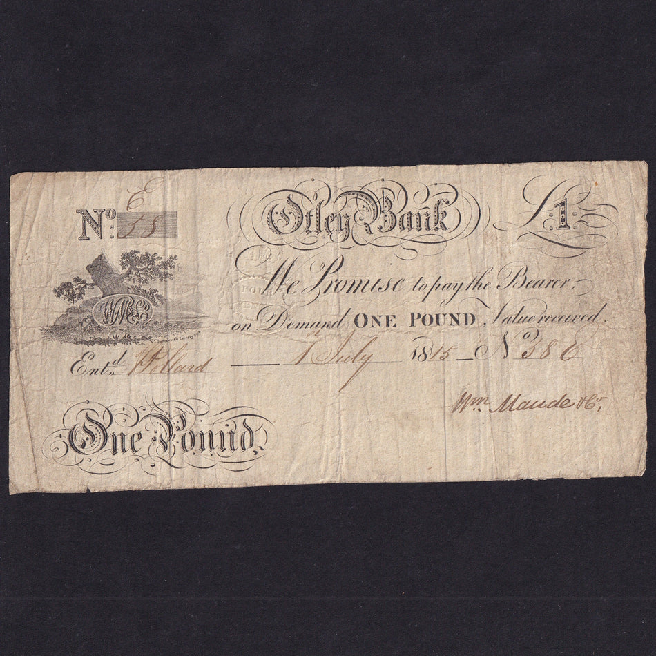 Provincial - Otley Bank, £1, 1815, no.586, Wm Maude & Co., Outing 1646a, Good Fine