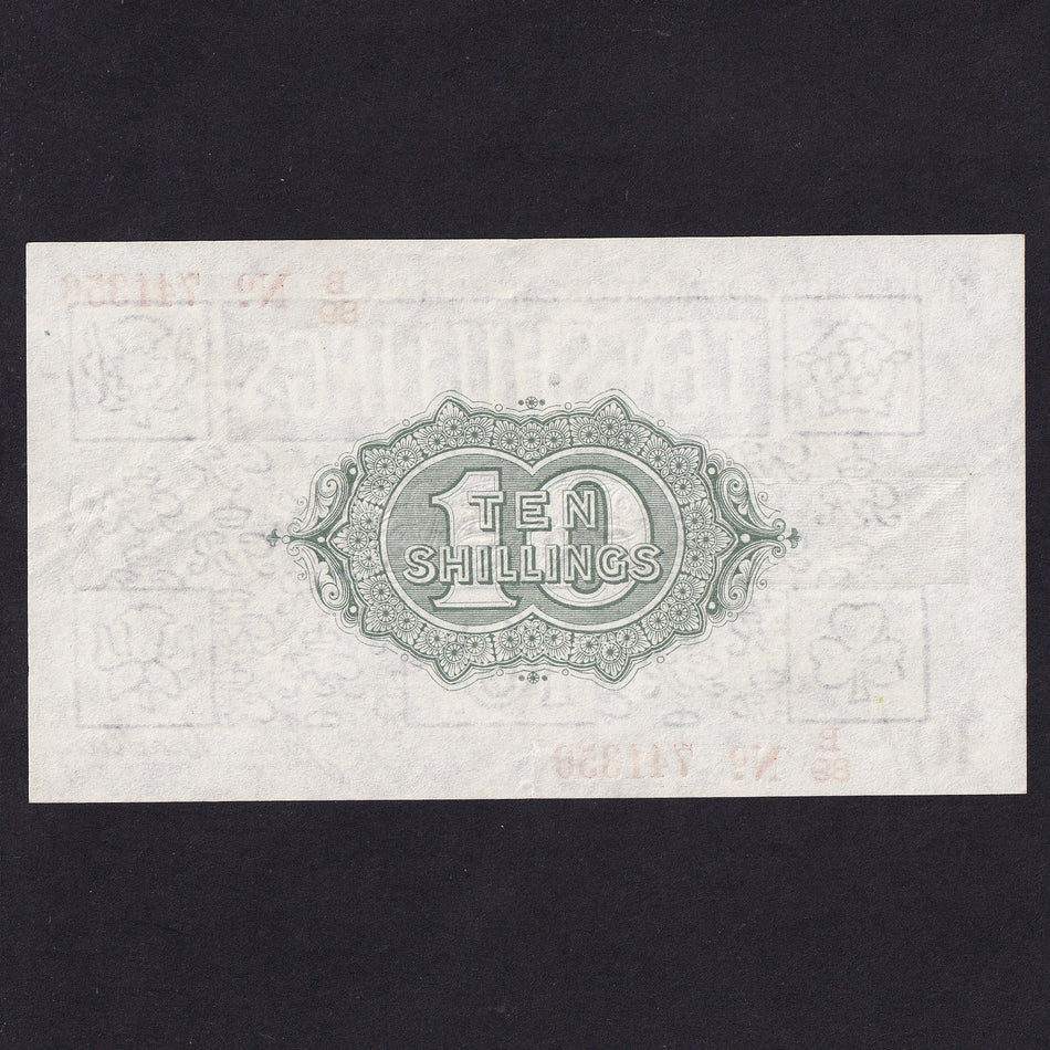 Treasury Series (T20) Bradbury, 10 Shillings, B89 741356, red dash, serial indents reverse, VF