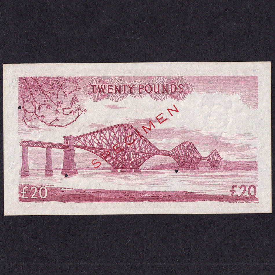 Scotland (P263s) National Bank of Scotland, £20 specimen, 1st November 1957, Waterlow, A000-000, PMS NA69s, slight rust, Good EF/ UNC