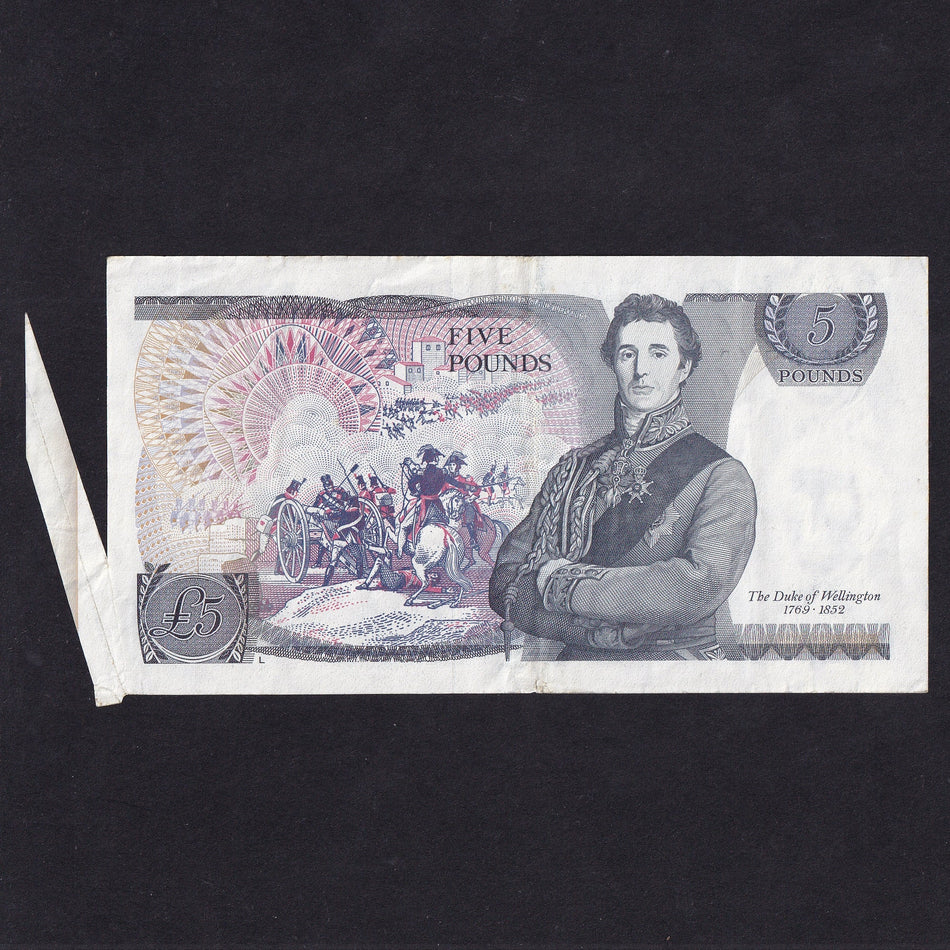 Bank of England (B343) Somerset, £5 error, extra paper, JX36 807999, VF