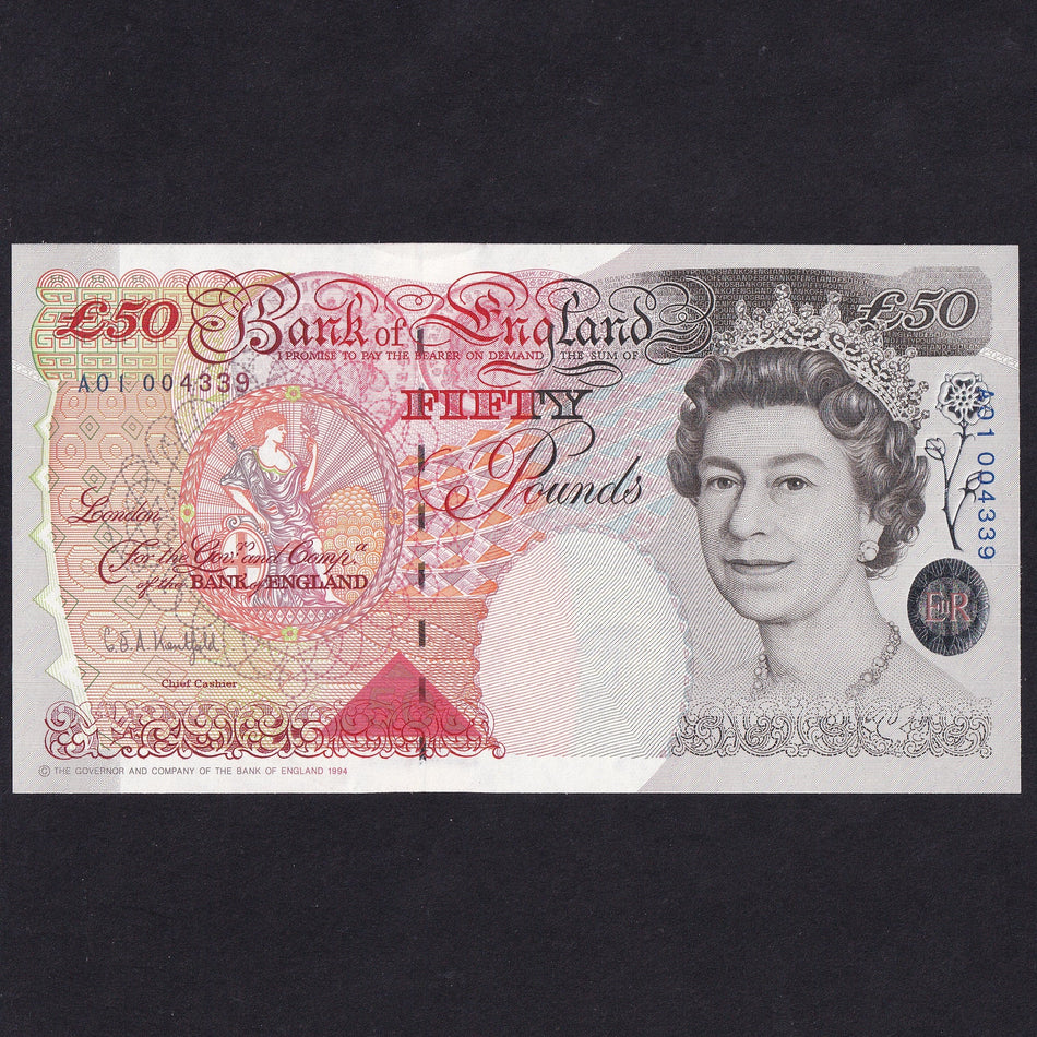 Bank of England (B377) Kentfield, £50, first million, A01 004339, UNC