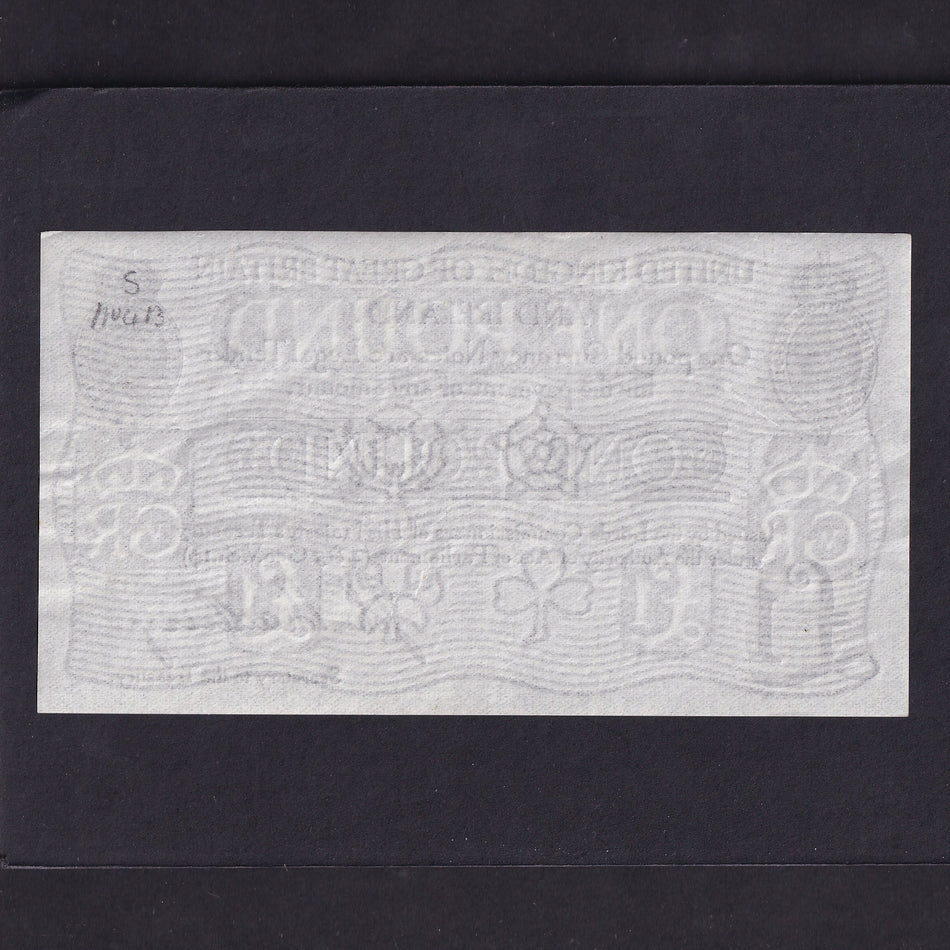 Treasury Series (T11ct) Bradbury, £1 Treasury Essay Colour Trial, 1914, black, Good EF