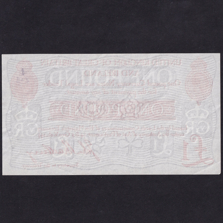Treasury Series (T11ct) Bradbury, £1 Treasury Essay Colour Trial, 1914, red, Good EF