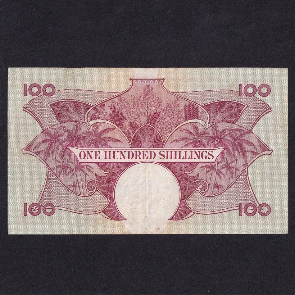 East Africa (P44c) 100 Shillings, 1961, QEII, K5 18936, seven signatures, VF