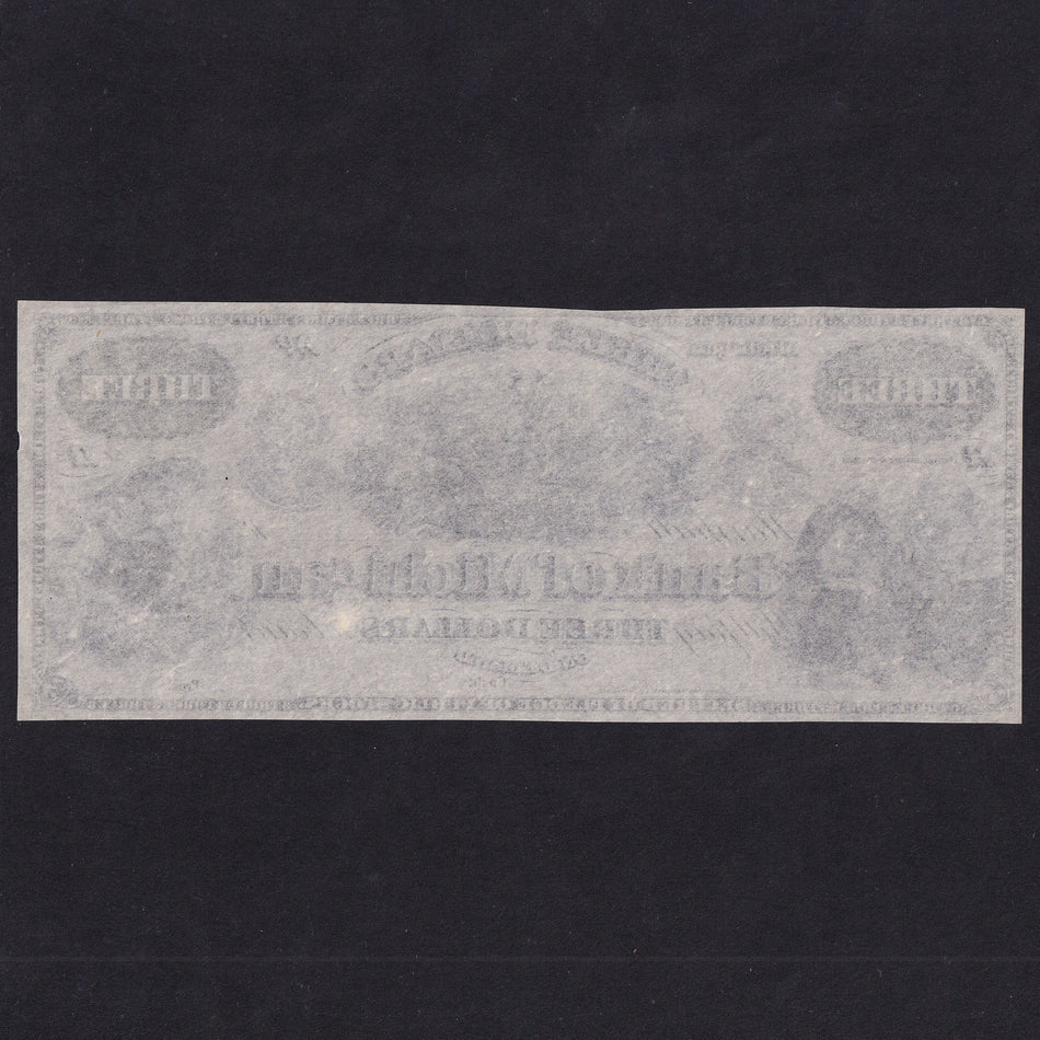 US Obsolete, Bank of Michigan, $3, 18xx, unissued, UNC