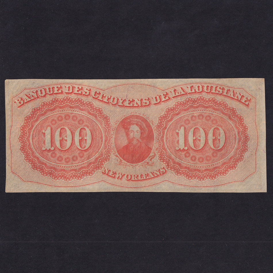 US Obsolete, Citizens' Bank of Louisiana, $100, 18xx, unissued, Good EF
