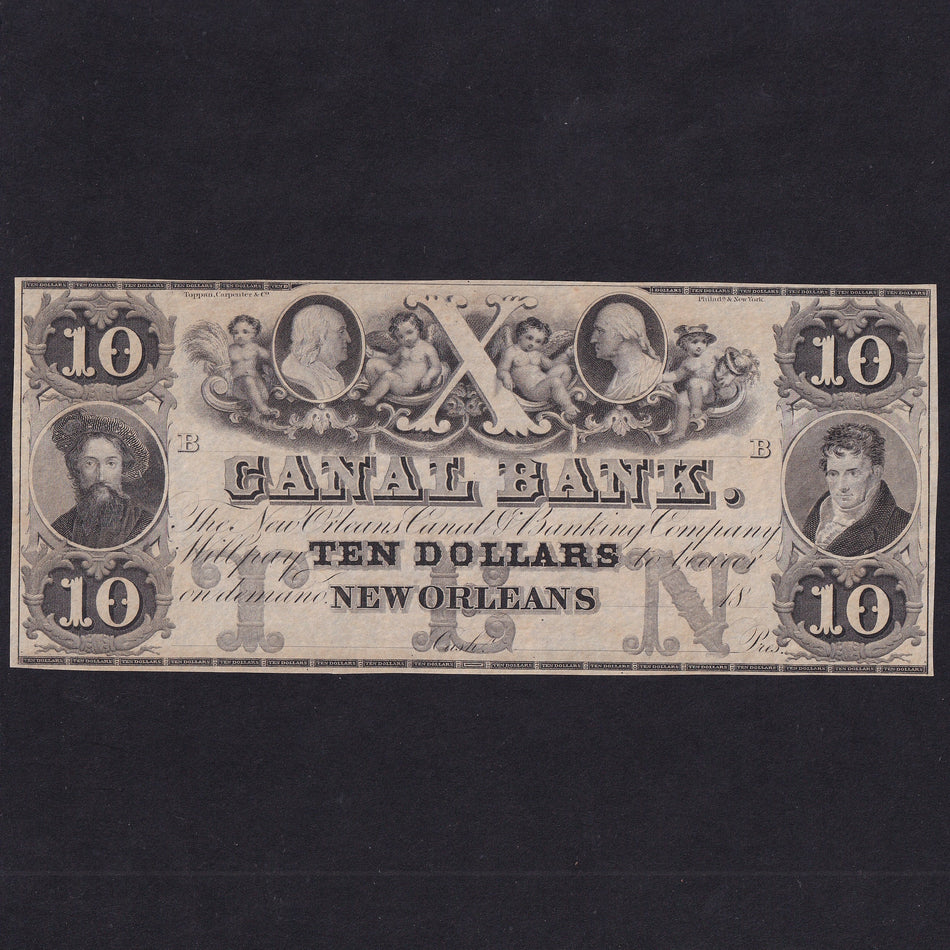 US Obsolete, Louisiana Canal Bank, £10, 18xx, New Orleans, UNC