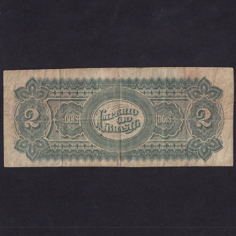 Brazil (PA245) 2 Mil Reis, 1870, Estampa 5a no.85940, VG