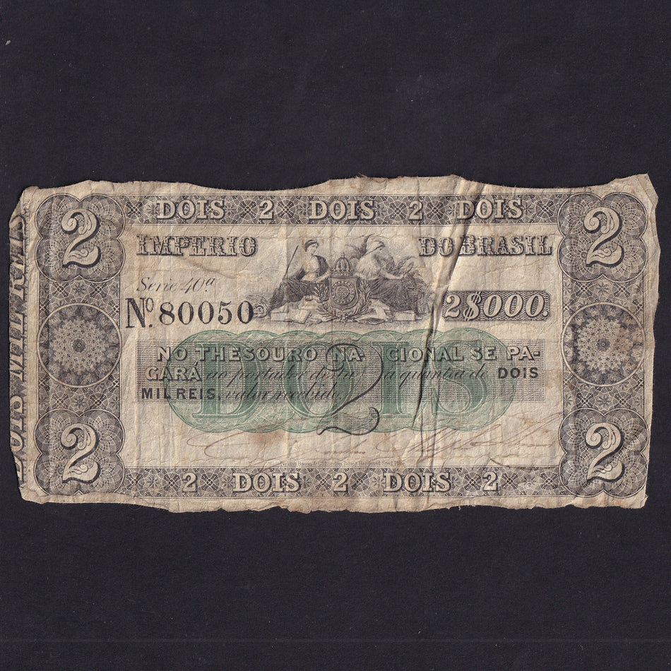 Brazil (PA220) 2 Mil Reis, 1833, no.80050, VG